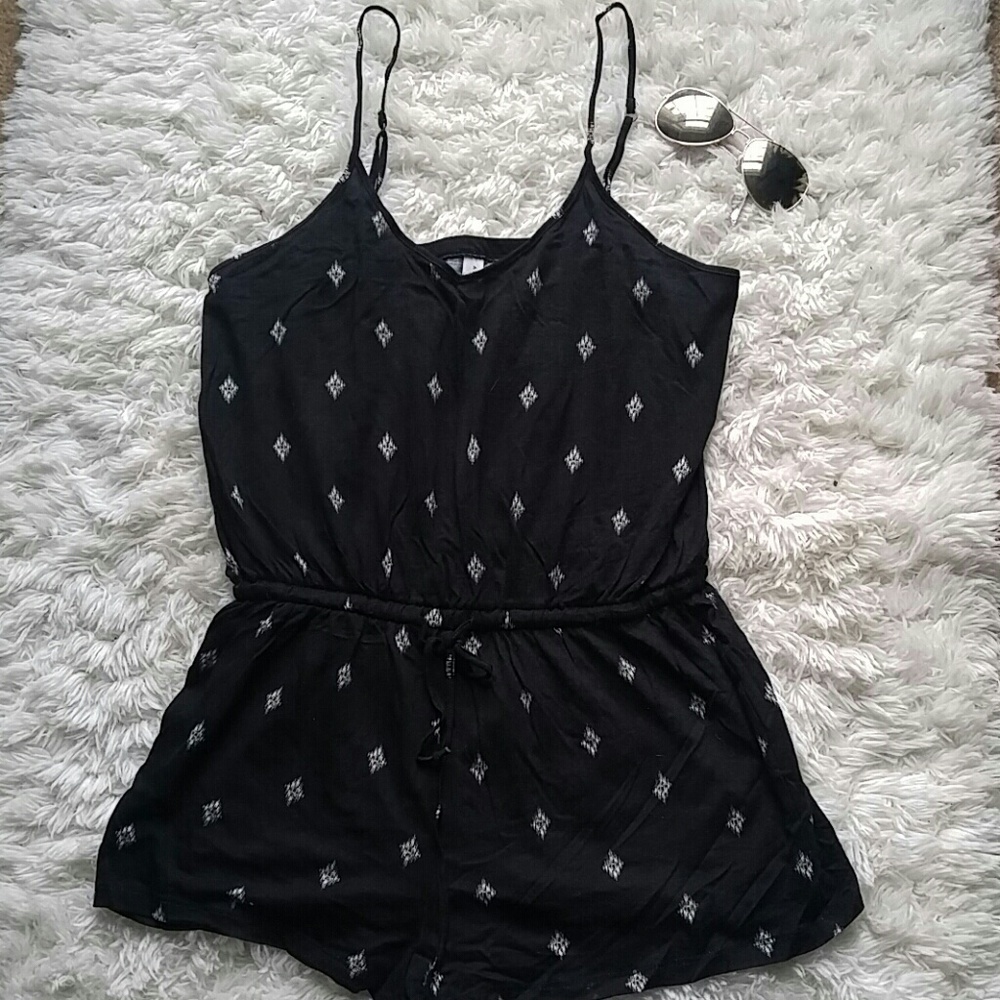 Printed black summer romper
